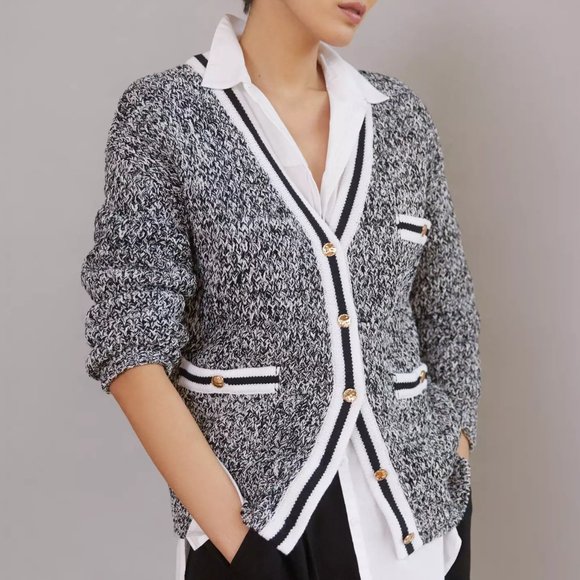 HTF Anthropologie Maeve Tweed Boyfriend Cardigan - Picture 2 of 7